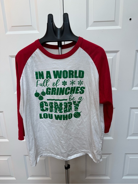 Sport-Tek Tops - Sport-Tek White & Red Raglan Graphic Long Sleeve Tee